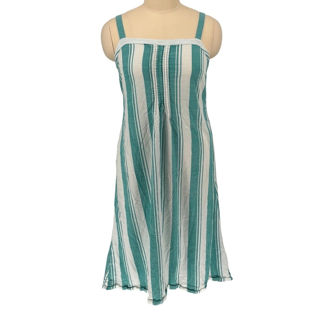 Sonoma Sundress Teal White Striped Smocked Back XL